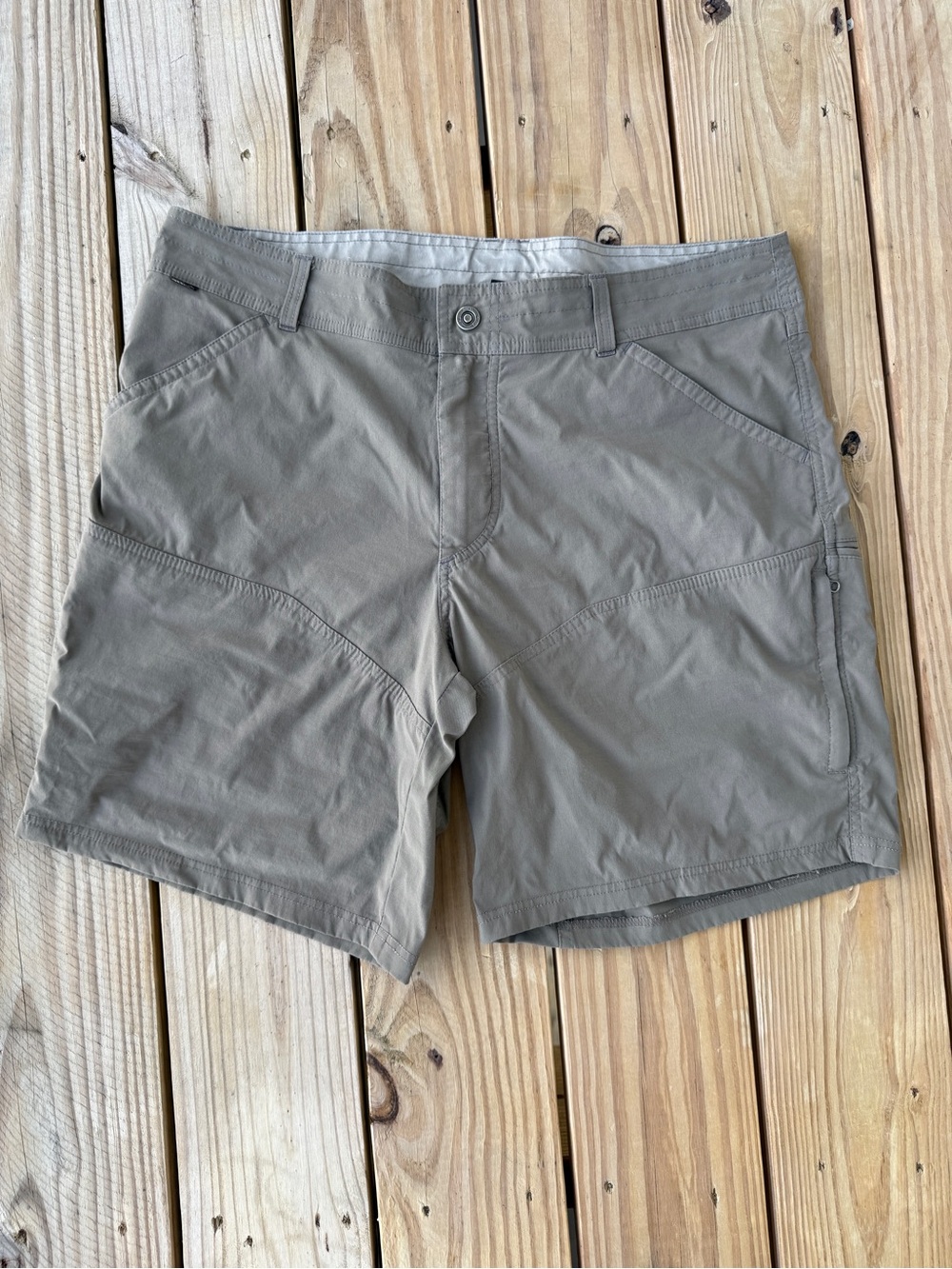 Kuhl Renegade Shorts Mens 38 Gray Brown Nylon Spandex Hiking Outdoor Style